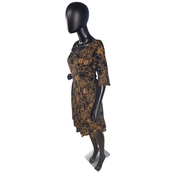 Black and Gold Floral Shimmer Cocktail Dress / Party Dress - Plenty Dresses by T - Picture 2 of 13